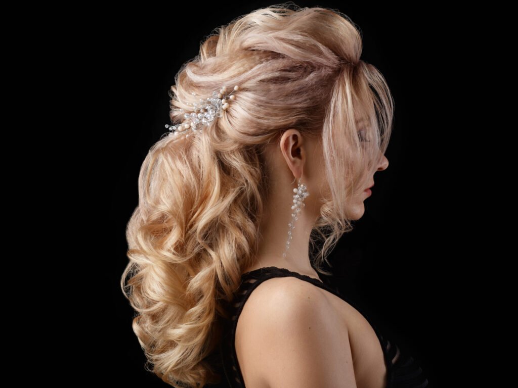 the charming lady has a nice hairdo